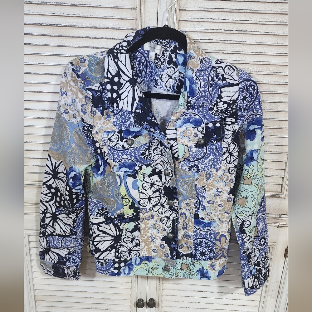 Small Christopher & Banks  Lightweight Jacket Patchwork Butterflies